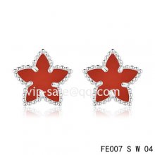 Fake Van Cleef & Arpels Sweet Alhambra Star Earrings White Gold,Carnelian